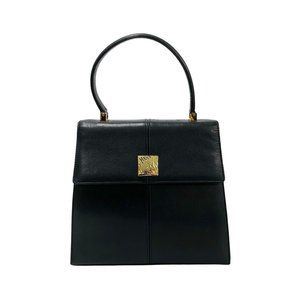 Yves Saint Laurent YSL logo hardware genuine leather handbag mini tote bag bl...